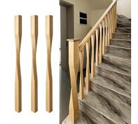 JFBLSD Colonnine per Scale in Legno massello, Elementi per ringhiere Interne e balaustre in Stile Contemporaneo - Componenti per corrimano e Arredamento Moderno(Wood Color,3Pcs)
