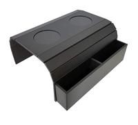 JFBLSD Vassoio per braccioli del Divano in bambù con Contenitore, Vassoio Pieghevole Divano, Antiscivolo Organizer antispruzzo Bevande, Snack, riviste e Telecomando(Black)