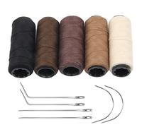 JFFX Set di 5 fili e aghi per cucire, extension per capelli con 6 pezzi C/J/I Aghi sagomati per cucire a mano per realizzare capelli Weave Weft artigianato fai da te