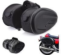 JFG RACING Borse Laterali Moto, Borsa Posteriore Moto,Zaino 36L-58L,Coppia di borse laterali grandi espandibili Impermeabili -Nero