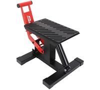 JFG RACING Cavalletto Motocross Centrale,Cavalletto Sollevamento in Acciaio con Martinetto e Ampio Piano ad Altezza Regolabile per Pitbike E-Bike Enduro Supermoto Rosso