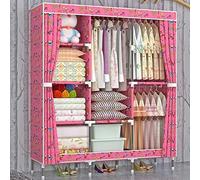 JFGCTYHXY Armadio pieghevole, con 3 aste appendiabiti e 6 ripiani, facile veloce da installare, pieghevole, utilizzato in camera letto, studio, scarpe, vestiti, A/E