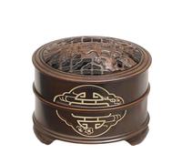 JFGCTYHXY Bruciatore di incenso, Porta incensiere Cinese Classico con Sigillo in Rame, bruciatore for Uso Domestico, Sei Ore di Buon auspicio, Affondamento in Legno Sandalo