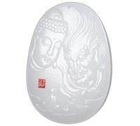 JFGCTYHXY collana in giadaite, Collana con ciondolo in giada bianca afghana naturale e lucidata a mano, tra pensieri buoni cattivi