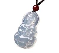 JFGCTYHXY collana in giadaite, Giada naturale Buddha che ride Avalokitesvara/Buddha Maitreya Collana con ciondolo Agata Perline piene Cordino Amuleto(A)