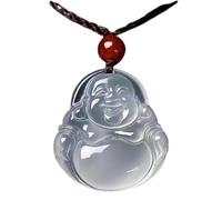 JFGCTYHXY collana in giadaite, Giada naturale Buddha che ride Avalokitesvara/Buddha Maitreya Collana con ciondolo Agata Perline piene Cordino Amuleto(B)