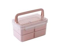 JFGCTYHXY contenitore per il pranzo, Bento Boxes Set di contenitori for il pranzo portatili Contenitore for alimenti a prova perdite con reticolo indipendente Adatto al microonde Bo(Pink B)