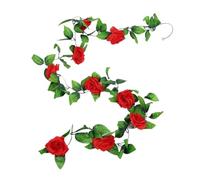 JFGCTYHXY Decorazioni Floreali Artificiali, 3PCS 2M Hanging Floral Wedding String Party Garden Decor(3pcs 9 Heads Red)
