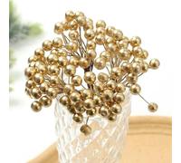 JFGCTYHXY Fiori Artificiali, 50 Teste di Bacche Artificiali, Fiori Finti, Decorazioni Natalizie, Ornamenti for L'Albero Natale, Schiuma for for la casa, Accessori Fai da Te for ghirlande(Gold)