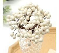 JFGCTYHXY Fiori Artificiali, 50 Teste di Bacche Artificiali, Fiori Finti, Decorazioni Natalizie, Ornamenti for L'Albero Natale, Schiuma for for la casa, Accessori Fai da Te for ghirlande(White)