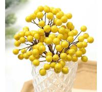 JFGCTYHXY Fiori Artificiali, 50 Teste di Bacche Artificiali, Fiori Finti, Decorazioni Natalizie, Ornamenti for L'Albero Natale, Schiuma for for la casa, Accessori Fai da Te for ghirlande(Yellow)