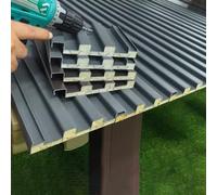 JFGCTYHXY Pannelli per tetti, Pannelli for coperture in Metallo con riempimento in policarbonato, lastre for coperture Ondulate Impermeabili e Resistenti alle intemperie(Grey,1.4m/4.6ft)