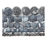 JFGCTYHXY Perline in pietra naturale, Rotondo sfuso satinato nero invecchiato for la creazione di gioielli, braccialetti fai da te con ricamo(8mm about 48 pcs)