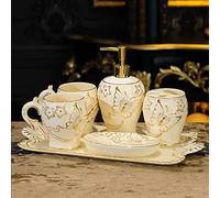 JFGCTYHXY Set da Bagno, Set da Bagno in Ceramica in Stile Europeo, Composto Cinque Pezzi, Set for Il Lavaggio del Water, Articoli for, for Coppia di Tazze for collutorio