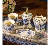 JFGCTYHXY Set da Bagno, Set di Lavaggio Americano, Set Tazze for spazzolino da Denti in Ceramica, for la casa, Bagno Europeo Cinque Pezzi