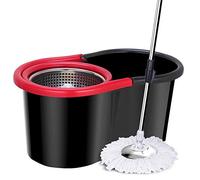 JFGCTYHXY Set di mop, Set di mocio Rotante e Secchio, Kit Pulizia con a 360° Magic Spin Mop centrifuga in Acciaio Inossidabile in Microfibra