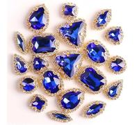 JFGCTYHXY Strass, Confezione da 20 Strass Sciolti in Vetro Cristallo AB Multicolore con Retro Piatto, 10 Forme Miste(A7 Sapphire)