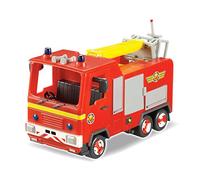 Jfireman Sam Jupiter the Fire Engine. Open the door and unwind the hose ready for action. Raise the crane arm with rescue platform to save the day