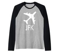 JFK AEROPORTO CODICE Bagaglio Etichetta New York City USA Maglia con Maniche Raglan