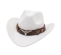 JFNKLFG Cappelli da Cowboy Uomo e Donna, Accessori for la Testa, Stile personalità, Popolari, Cappelli, Sole for Esterni per Western Wear(White,M)