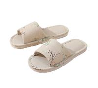 JFNKLFG Spring And Autumn Four Seasons Linen Slippers Women's Summer Anti-Slip Indoor Home And Outdoor Couple(36-37)