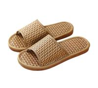 JFNKLFG Uomo Donna Bambù Rattan Amanti della casa estiva Pantofole con tappetino di paglia Sandali for la pavimento in legno tenero ispessito for interni per interni ed esterni(2,42-43)