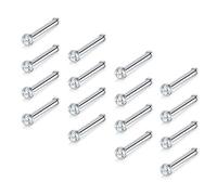JFORYOU 16 PCS 18G Nose Studs Pin Set 316L Surgical Steel Nose Pin Nose Stud Nose Bar Nose Bone