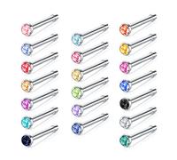 JFORYOU 20 PCS 18G Nose Studs Pin Set 316L Surgical Steel Nose Pin Nose Stud Nose Bar Nose Bone