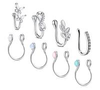 JFORYOU Faux Nez Anneaux Faux Nez Manchette Non Percé Nez Bijoux Pour Nez Oreille Manchette Nez Septum Faux Piercing