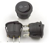 JFQOWCMP Interruttore a bilanciere 10pcs-30pcs a Rotondo 3 Piedi Due interruttori di Alimentazione a unipolare KCD1-201 / 3P Diametro 23MM Apertura 20mm 6A 250V(30pcs a Pack)