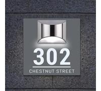 JFS Targa con numero civico 3D a energia solare, personalizzabile con numeri civici per esterni, cartelli per indirizzi per case, numero civico illuminato, targa impermeabile per esterni (20 x 20 cm,