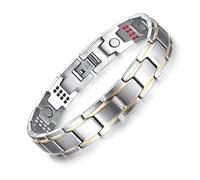 JFUME Braccialetti magnetici in oro 18k con braccialetto bicolore argento per lei, braccialetto dell'amicizia regolabile per donne e uomini 8,5"