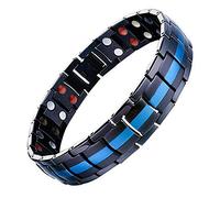 JFUME Braccialetto magnetico uomo blu reale e nero Gioiello regalo uomo con strumento di rimozione del collegamento regolabile da 8,5"
