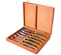 Bahco 424P-S6-EUR Kit da 6 scalpelli per legno, scatola di legno, 6, 10, 12, 18
