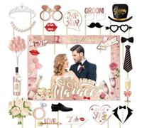 JGA Accessori Donna 25 Pezzi Rosa Oro Hen Party Photo Booth Accessori di Scena e Team Bride Photo Booth Cornice Gonfiabile per Matrimoni Bachelorette Hen Night Do Party Accessori