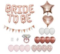 JGA - Set di palloncini decorativi da donna, 40,6 cm, lettere + stella/cuore + 15 palloncini in lattice + anello diamantato + striscione, pellicola di alluminio/lattice di alta qualità, ideali per