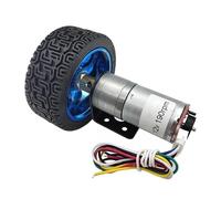 JGA25-370 DC 6V 12V 24V Smart Car Set Wheel Dia 65mm/85mm/130mm Tires Encoder electronic starter 12 Volt V Speed Reducer Encode NWPNLXEA(24v 26rpm,65mm Tires)