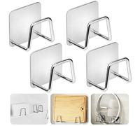 JGCJGG 4 Pz Porta Spugna Portaspugne per Lavello Cucina Supporto per Spugna Adesivo Porta Spugna Ganci in Acciaio Inox Portaspugna Senza Foratura per Spugne Strofinacci Coperchi per Pentole, Argento