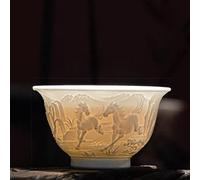 Jgfwat Tazza in ceramica stile Jingdezhen, in rilievo, motivo tradizionale cinese di animali e paesaggio, squisito servizio da tè limitato a dieci pezzi (bue)