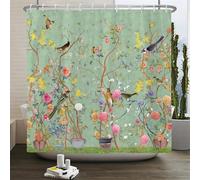 JGGXHM Stampa 3D Stile cinese Fiore e uccelli Albero Tende da doccia Tenda da bagno Impermeabile Bagno Decorazione vasca da bagno con ganci 75x192cm/WxH tende doccia tessuto