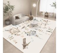 JGGXHM Tappeti con mappa del mondo animale per camera da letto, soggiorno, divano, camera da letto per bambini, tappetino grande per la decorazione della casa (150x220 cm)