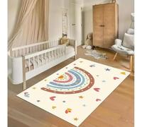 JGGXHM Tappetini colorati arcobaleno adatti per la cameretta dei bambini, morbidi tappetini con motivi a stelle, perfetti per asili nido, sale giochi, decorazioni per la casa (90x150 cm)