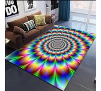 JGGXHM Tappeto a spirale con motivo caleidoscopio, rosso, arancione, giallo, verde, blu, viola, colorato, per arredamento moderno del soggiorno e dell'ufficio (70x120 cm)