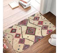 JGGXHM Tappeto berbero marocchino in stile boho, zerbino antiscivolo antico, zerbino geometrico bohémien, tappeto per ingresso bagno (90x150 cm)
