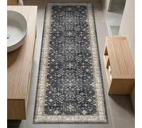 JGGXHM Tappeto lungo nero stile boho lavabile, antiscivolo, antimacchia, pieghevole, di lusso, ideale per corridoio, cucina, camera da letto, lavanderia (60x150 cm)