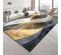 JGGXHM Tappeto moderno con geometria dorata per soggiorno, tappeti leggeri di lusso per l'arredamento della camera da letto, tappetini laterali per divani e ampi spazi 80x150cm