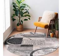 JGGXHM Tappeto rotondo a pelo corto geometrico astratto - Design a blocchi irregolari, moderno e artistico, antiscivolo, per soggiorno, camera da letto, ufficio (100 cm)