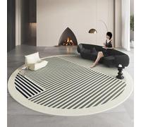 JGGXHM Tappeto rotondo a righe moderno e minimalista per soggiorno, stile francese, per camera da letto, casa, tappetino lavabile (40 cm)