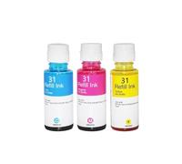 JGHFReW Kit di inchiostro colorante ricarica compatibile con 30 31 cartucce di inchiostro Works con serbatoio 'inchiostro 315 318 319 415 419 e serbatoio wireless 450 455 457 stampanti(CMY-3Colors)