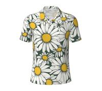 JGHHOUN Abbigliamento casual estivo casual a maniche corte traspirante confortevole traspirante delle magliette di polo della stampa della margherita bianca, Nero , S